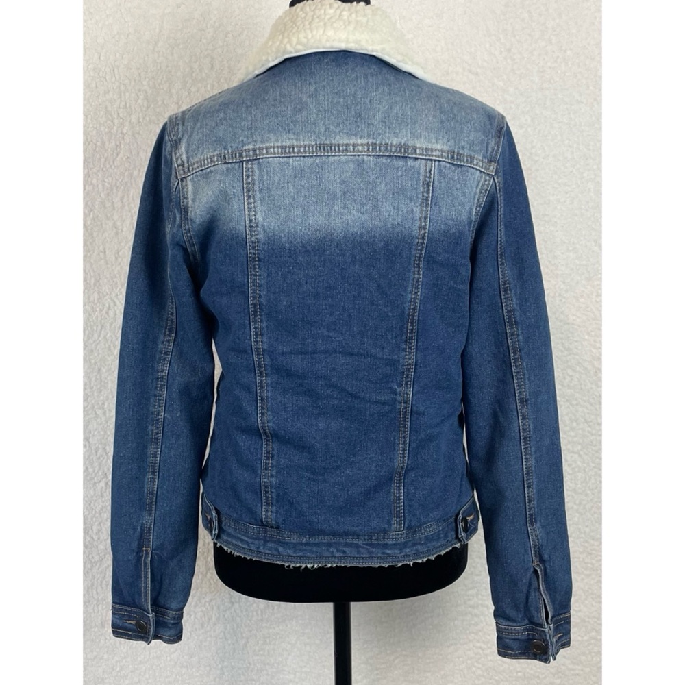 BOOHOO • Blue/White Denim Sherpa-Lined Collared Jacket, 2 - Picture 9 of 16
